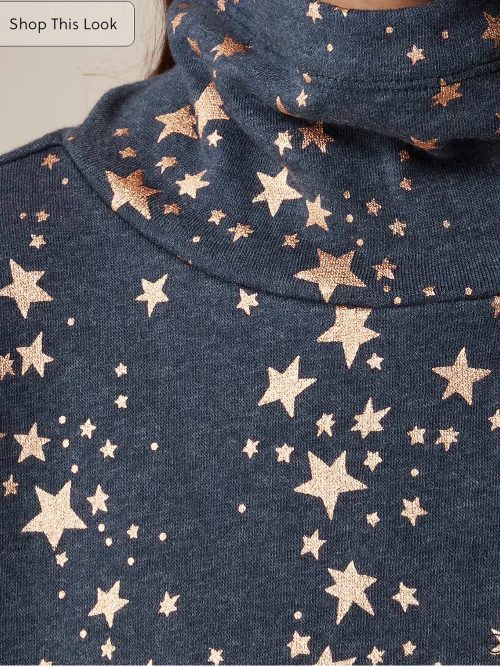 Girls' Navy Star Print Cowl Neck Sweatshirt by crewcuts - Picture 2 of 5